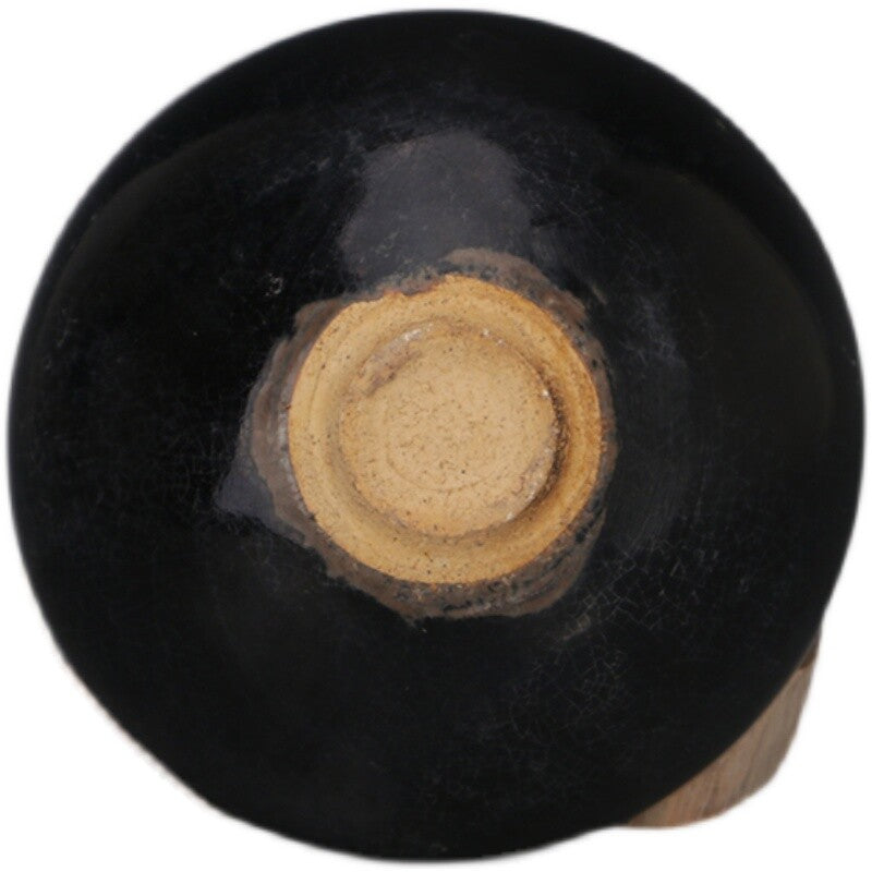 5.9" Collect Chinese Song Porcelain Jizhou Kiln Black Glaze Tree Leaf Bowl