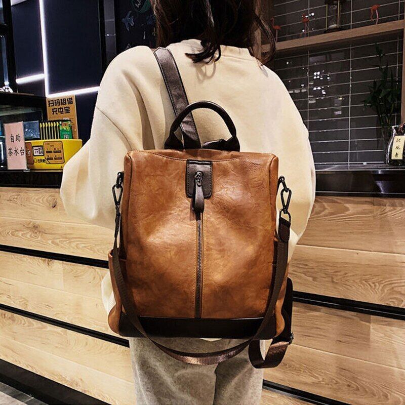 Backpack Women PU Rucksack Travel Backpack School Bag Leather Knapsack