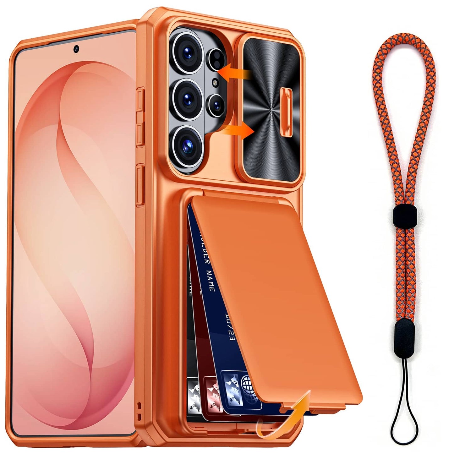 For Samsung Galaxy S24 Ultra 6.8'' Case Wallet+Wrist Strap, Built-in Card Holder