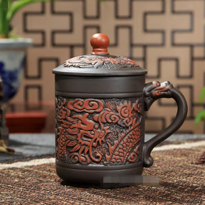 Yixing Purple Clay Tea Cups with Lid, Drinkware Purple Teacup, Chinese Tea Mug