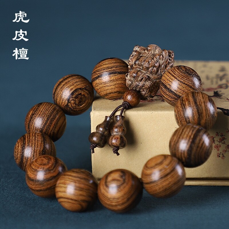 20MM Vintage Wooden Bracelet Dragon Head Beads Charm Bracelet Bangle Reiki