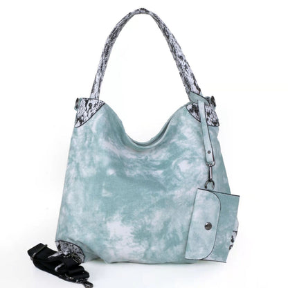 Real Leather Canvas Fashion Bags Flower Printing Leisure Stylish Handbags Purses