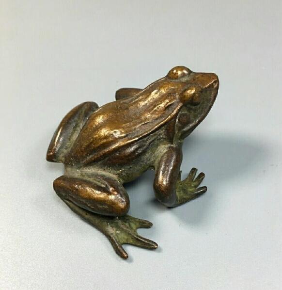 Chinese Collection Solid Copper Frog Ornaments Tea Pet Craft Collection