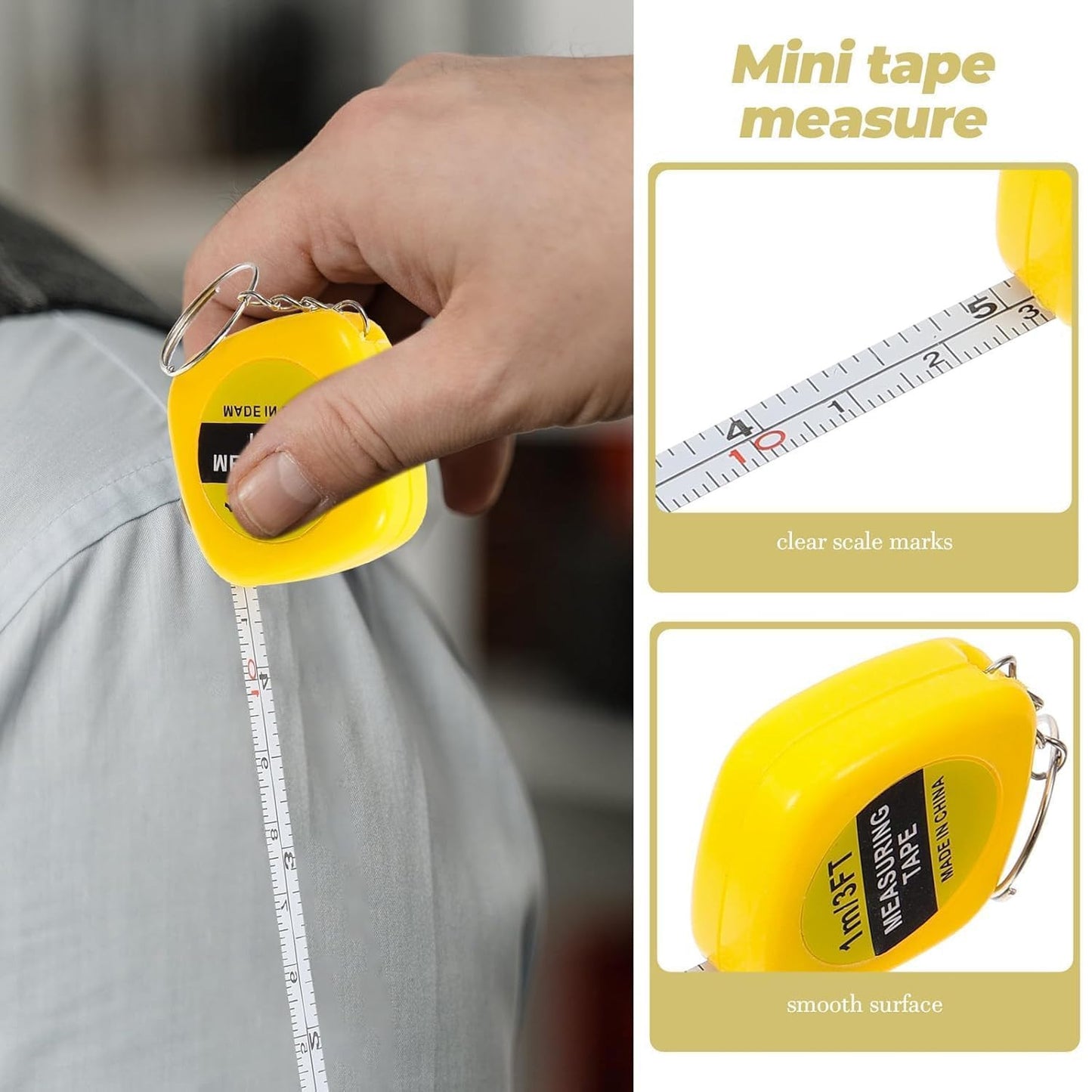1~100PCS Retractable Ruler Tape Measure Mini Portable Pull Ruler Keychain 1m/3ft
