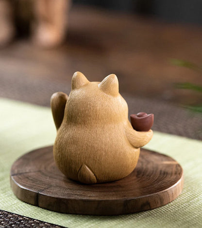 Purple Clay Tea Pets Cute Cat Zisha Crafts Decor