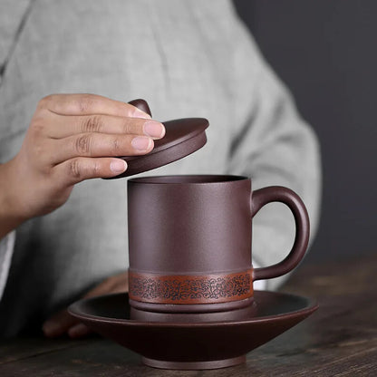 400ML Yixing Purple Clay Tea Mugs Traditional Chinese Hand Made Tea Cups Crafts