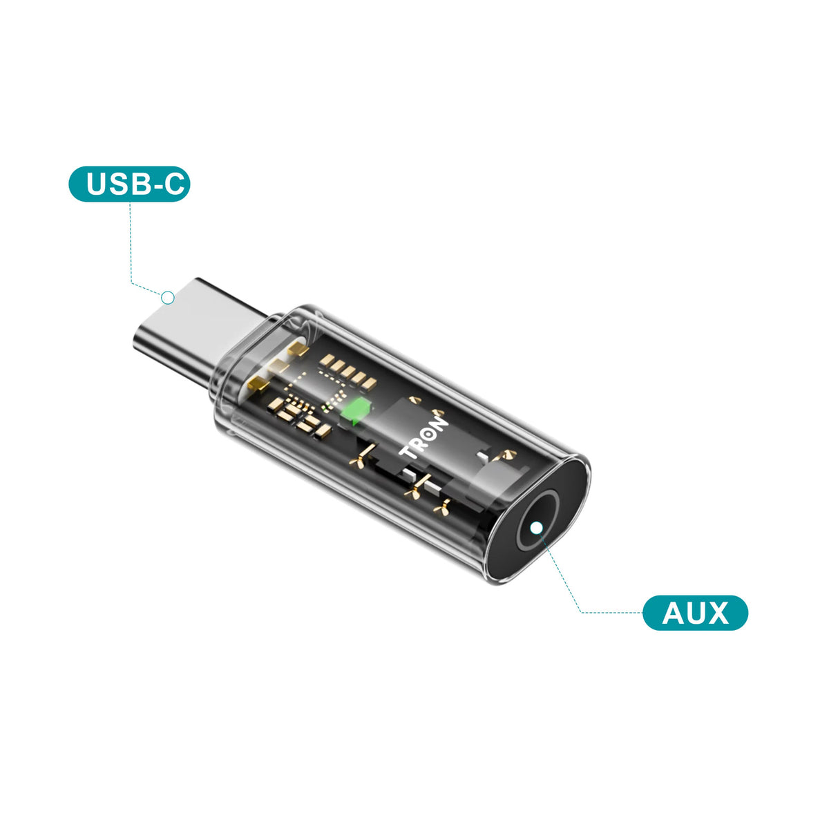 TRON USB-C to AUX Audio Adapter, Voice Calls Gaming 40mW Output