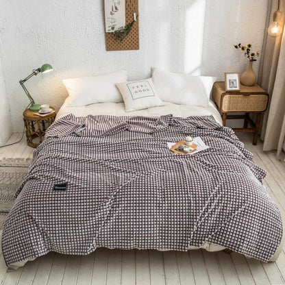 Blankets Plaid Beds Coral Fleece Gray Color Single/Queen/King Flannel Bedspreads