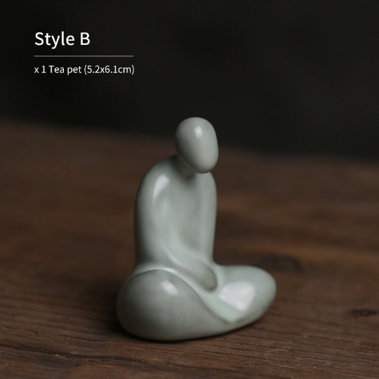 Ru Kiln Ceramic Tea Pet Buddha Zen Tea Play Accessories