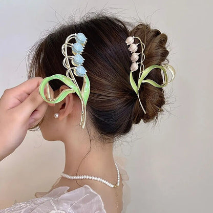 Women Hair Accessories Metal Lily Of The Valley Fashion Claws Hairclips Headwear
