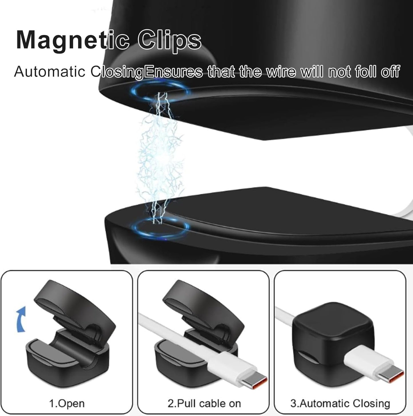 12Pcs Magnetic Cable Clips & Cord Holder, Under Desk Cable Management