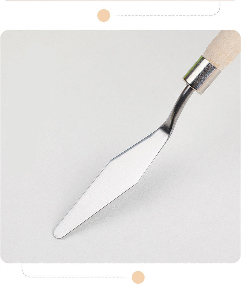 Gouache Oil Paint Scraper Set Wooden Stainless Steel Spatula Palette Art Tools