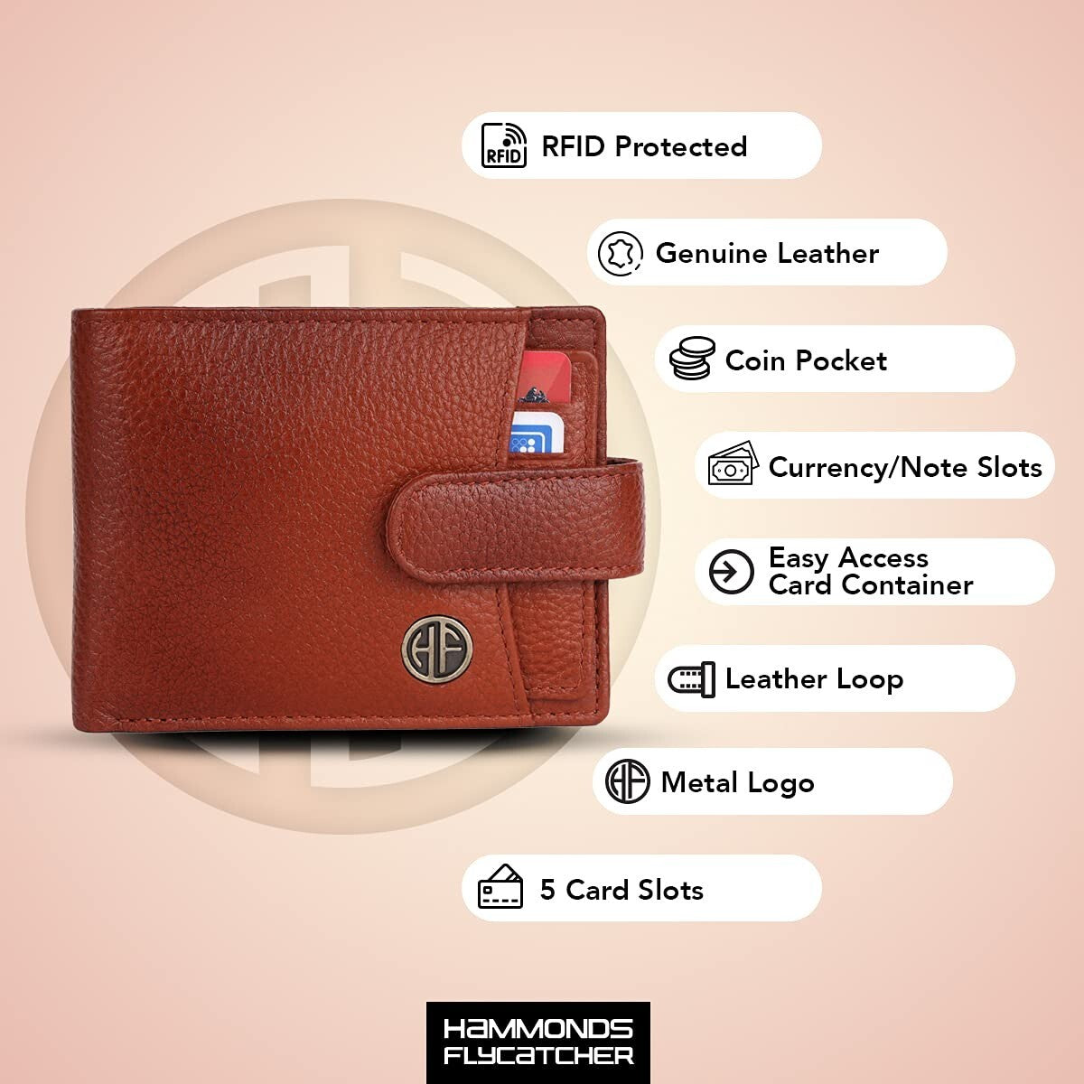 Brand New Authentic RFID Protected Tan BI-Fold Genuine Leather Mens Wallet