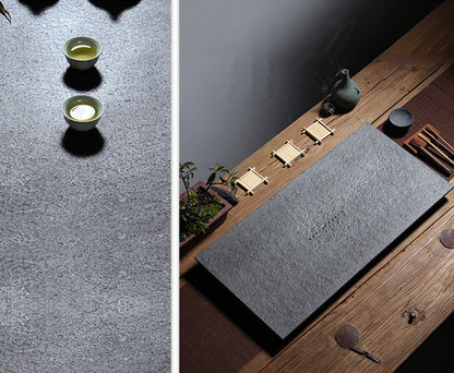 Tea Tray Tea Table Black Stone Serving Tray Nature Stone Simple Pattern Weighted