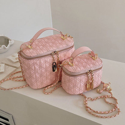 Bucket Shape Synthetic Leather Crossbody Bag Short Handle Handbag Purse S/L Size
