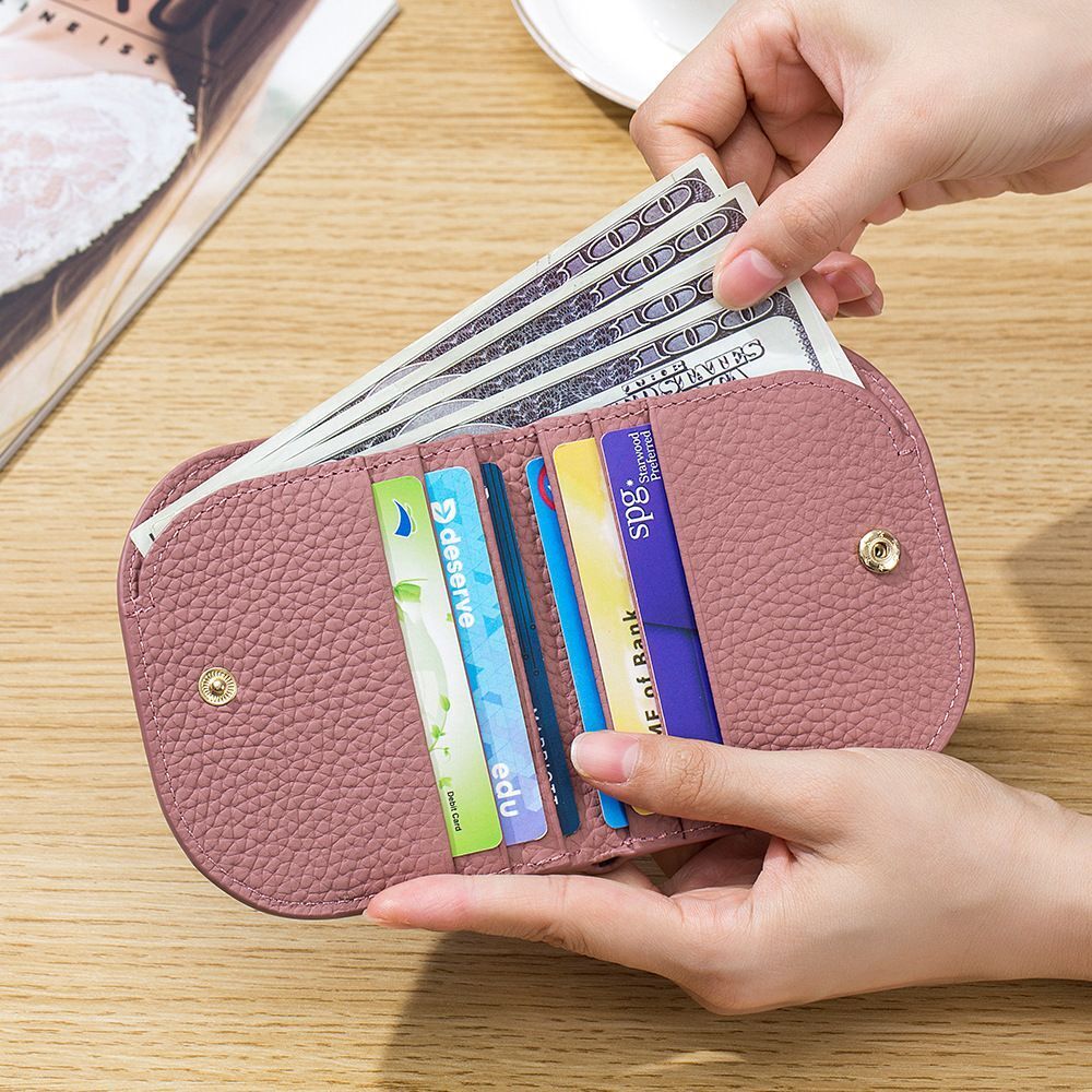 Versatile Zipper Coin Pocket Small Billfold Genuine Leather Card Slot Bag Wallet