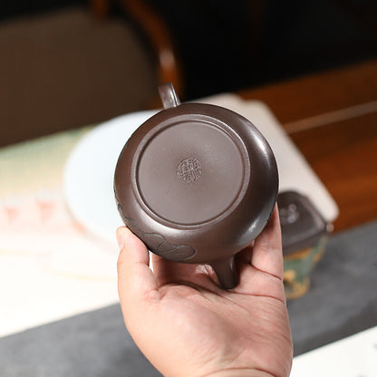 Original Ore Real Yixing Zisha Tea Pot Full Handmade Carved Pot Old Purple Clay