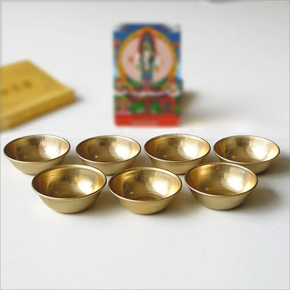 Copper Tibetan Bowl Buddha Disciples to Supply Water Meditation Brass Cup 7Set