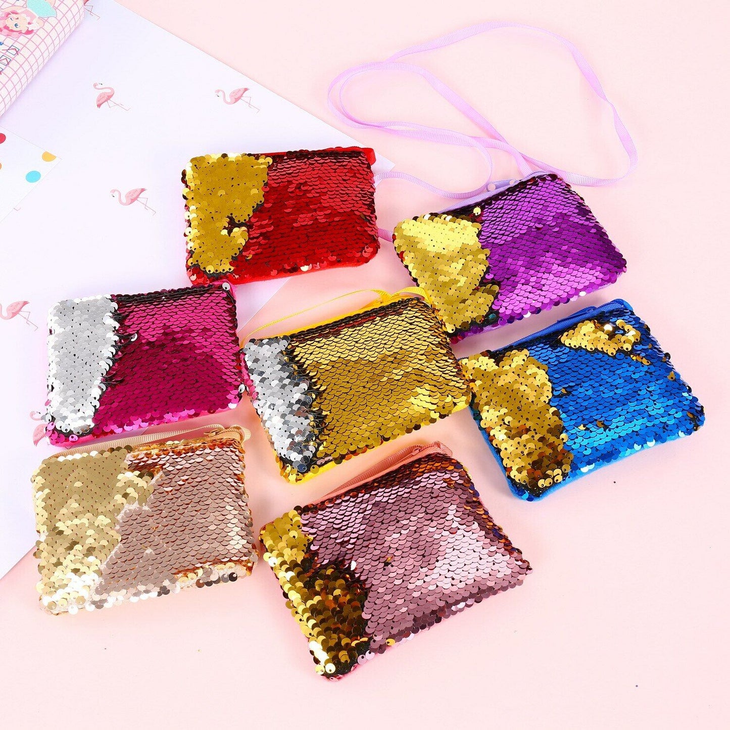 Girls Package Wallet Women Sequins Coin Purse Earphone Handbag Zipper Clutch Bag