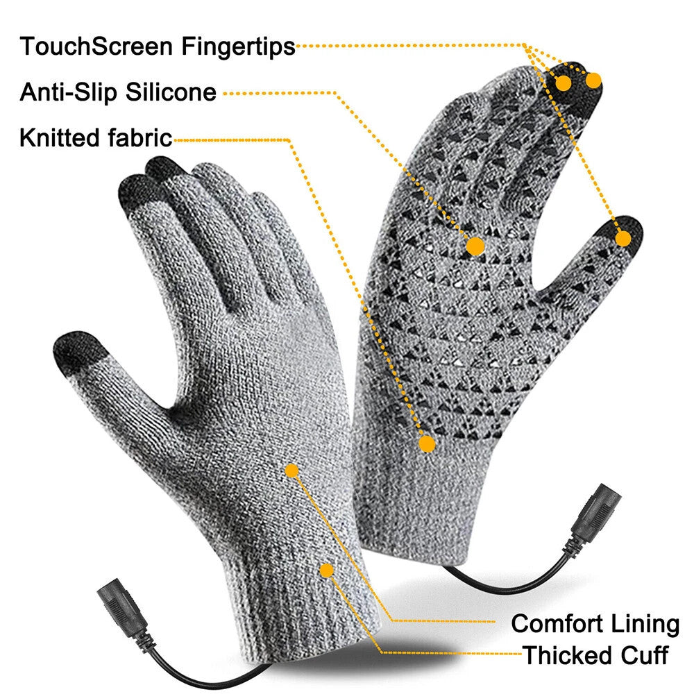 Heated Gloves Electric Rechargeable Battery Hand Warm Windproof Thermal Winter