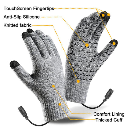 Heated Gloves Electric Rechargeable Battery Hand Warm Windproof Thermal Winter