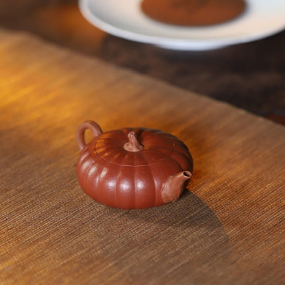 Full Handmade Small TeaPot Pumpkin Design True Yixing Zisha Clay Master Pot 90ml