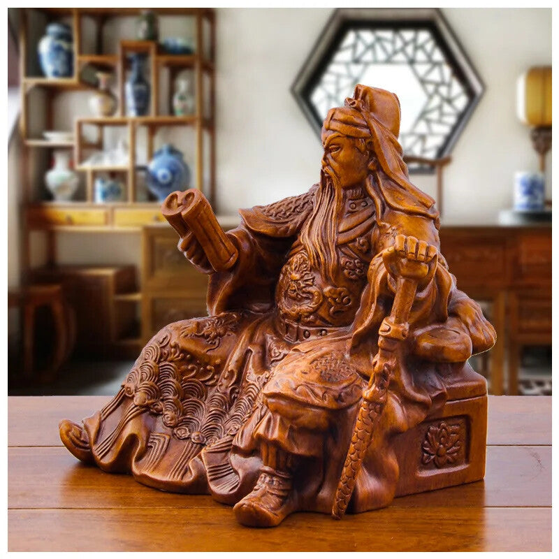 Guan Gong Reading Statue God of Wealth Sculptures Guan Yu Figurine Resin Crafts