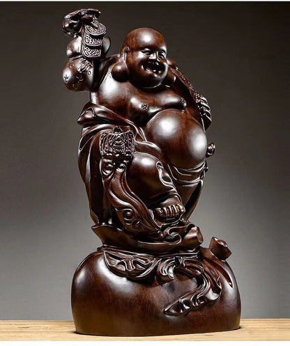 chinese black sandalwood wood carving Maitreya buddha Home Decoration