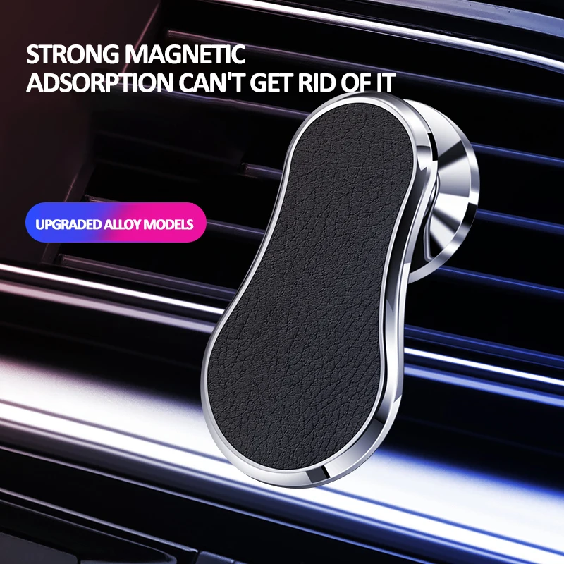 Leather Upgraded Magnetic Phone Holder for Car, Air Vent Mount, Metal Hook, 360°