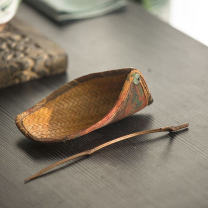 Xiangyunsha Rattan Weave Tea Scoop Set With Pick