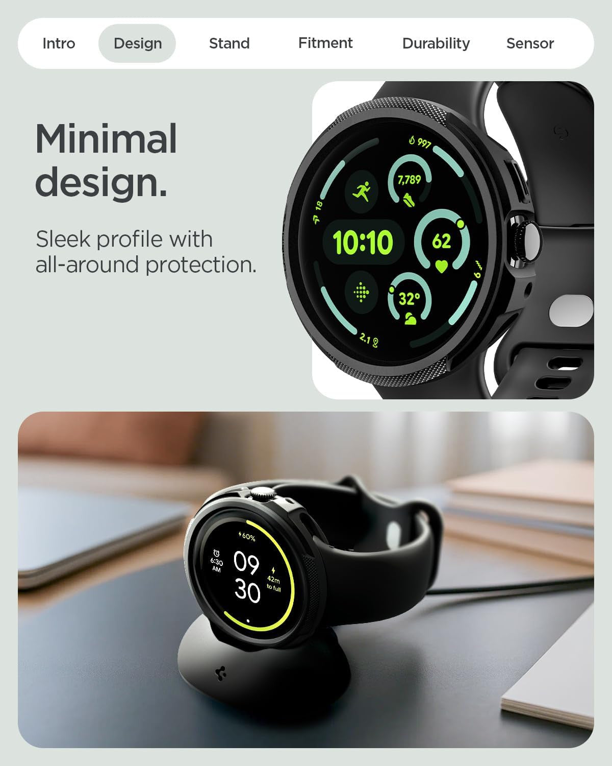for Pixel Watch 4 Case with Charger Stand, Liquid Air 45Mm Anti-Scratch Protecti