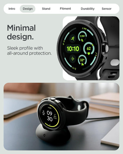 for Pixel Watch 4 Case with Charger Stand, Liquid Air 45Mm Anti-Scratch Protecti