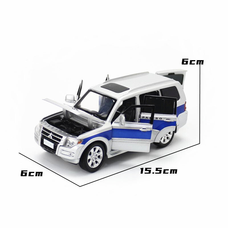 1:32 Diecast Mitsubishi Pajero Metal Car Model Toy Door Open Sound Light Gift
