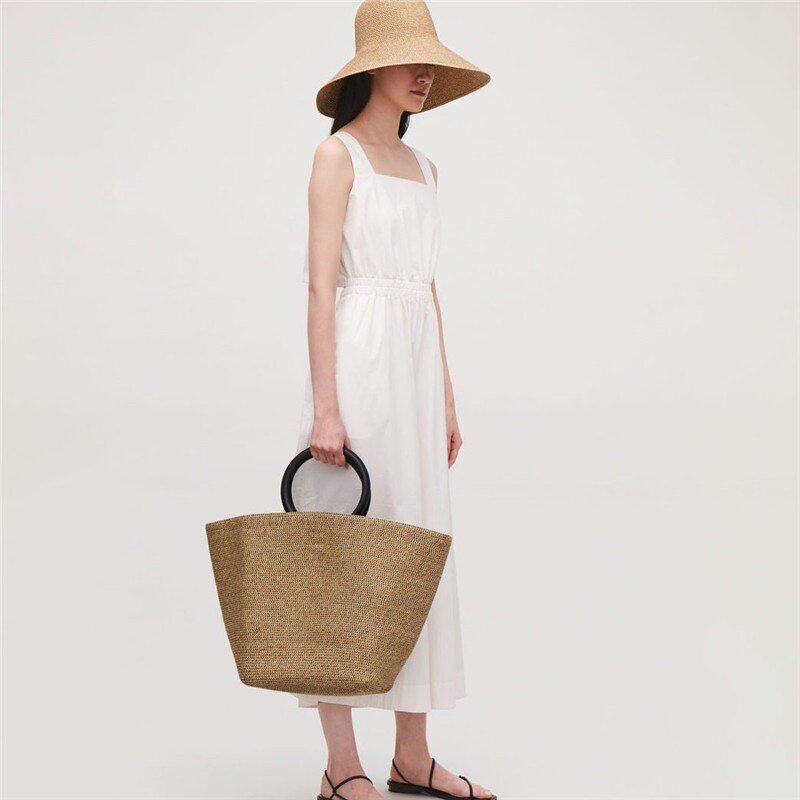 Women Straw Bag Beach Handmade Wicker Summer Tote Handbag Shoulder Messenger Bag