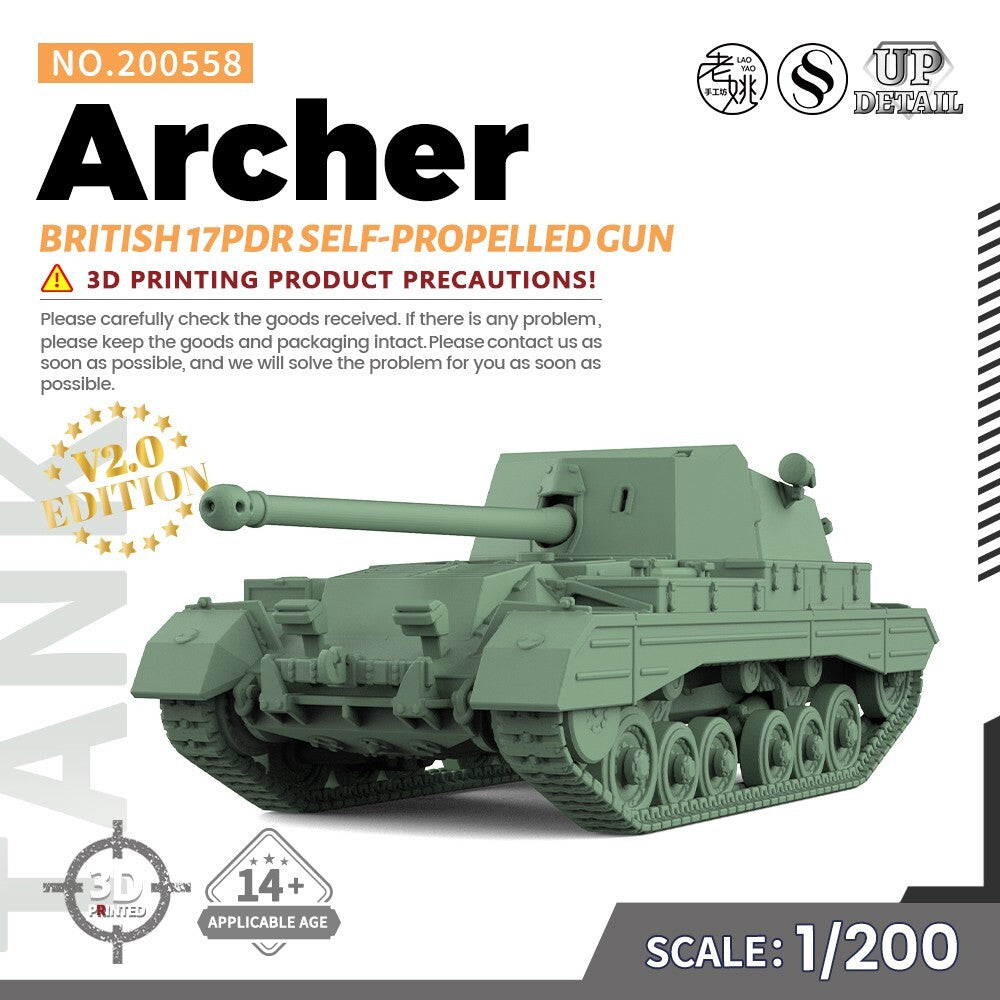 SS200558 1/200 Military Model Kit British 17pdr Self-Propelled Gun Archer