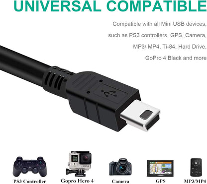 3FT Mini USB Data Sync Charger Charging Cable Cord SatNavs, Dash Cam Lot