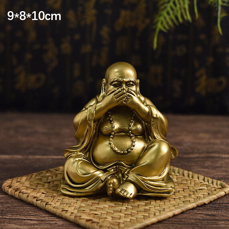Resin Maitreya Buddha Statue Buddhist Supplies Sculpture Craft Desk Decoration