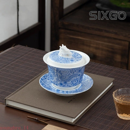 Chinese Porcelain Dragon Tea Tureen Ceramic Sancai Cover Bowl Tea Maker Gaiwan