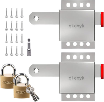 2 Pack Garage Door Locks with Self Tapping Screws inside Deadlock for Most Garag