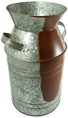 Galvanized Metal Milk Can Vase 1.3 Gallon- Rustic Look for Country themed home
