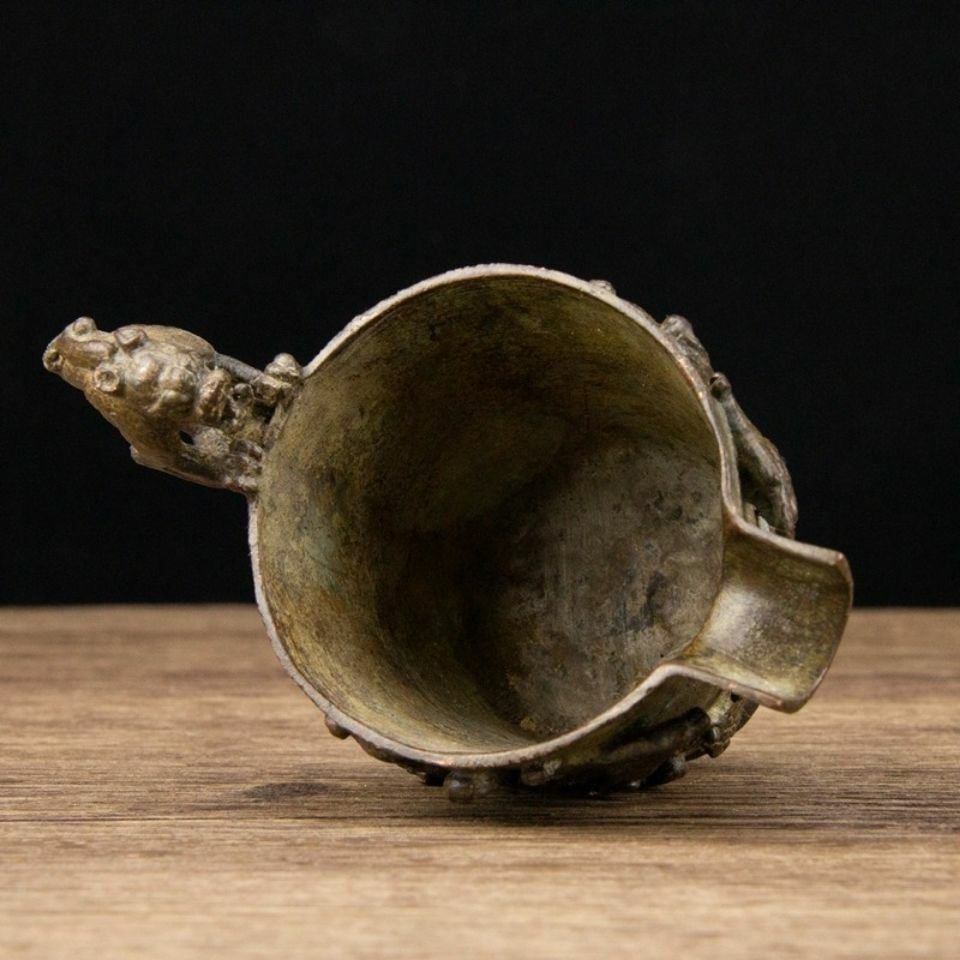 Chinese copper brave troops auspicious beast cup copper dragon totem decoration -