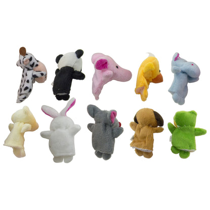 Elephant, Panda, Duck, Rabbit, Frog, Mouse, Cow, Bear, Dog, Hippo Finger Puppets