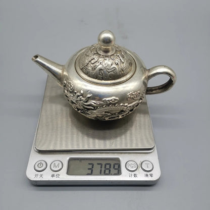 Chinese Antique Copper Teapot Ornaments Dragon and Phoenix Brass Collection