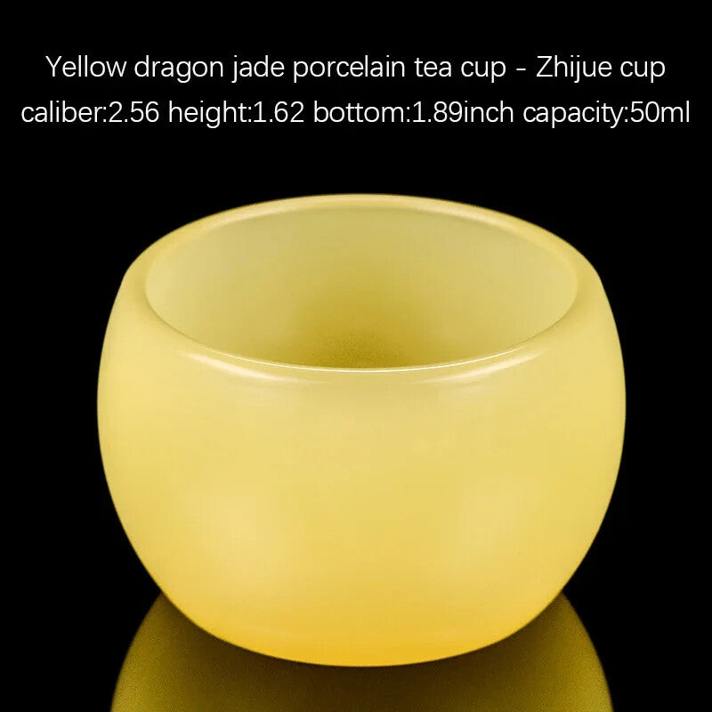 Yellow Dragon Jade Porcelain Teacup,Glass Tea Bowl, Kungfu Tea Set