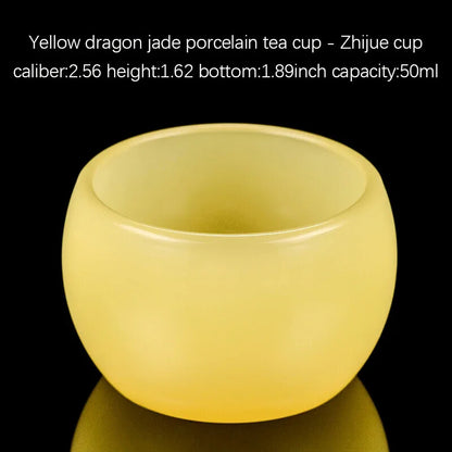 Yellow Dragon Jade Porcelain Teacup,Glass Tea Bowl, Kungfu Tea Set