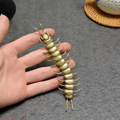 Ancient Copper Centipede Ornament Animal Toy Figurines Miniatures Tea Pet