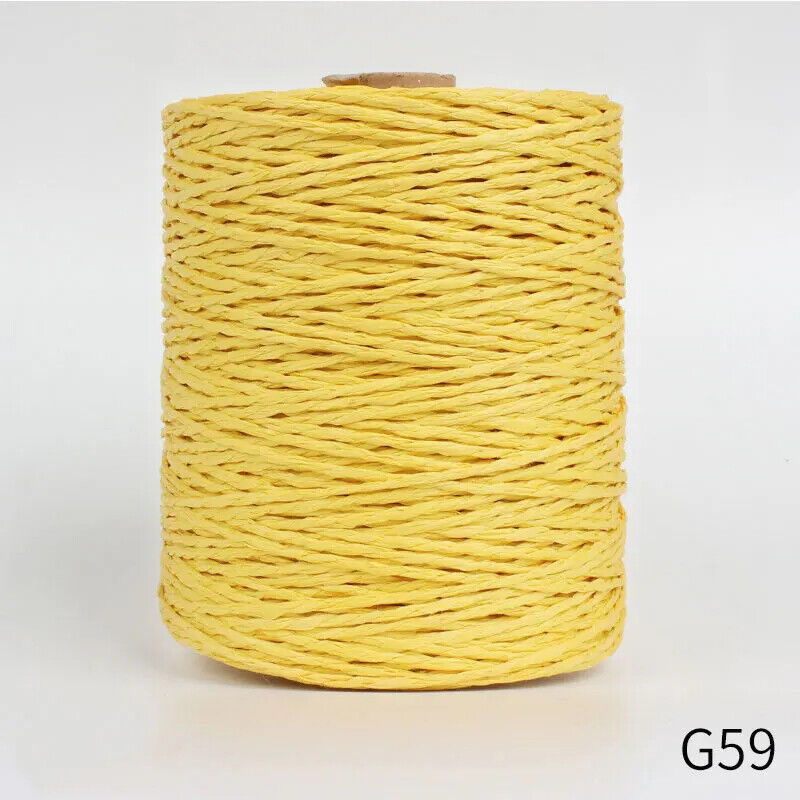 Hand Knitting Yarns 280-300M Natural Raffia Straw Colorful Crochet Threads Rolls