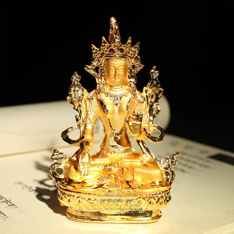 Tibet Tibetan Buddha Buddhist Mikky Gild White Tara Statue Decoration Home