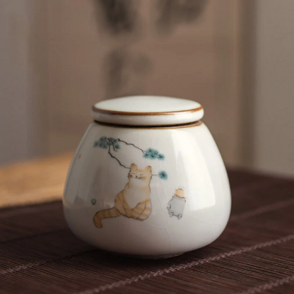 Ceramic Tea Canisters Lovely Cat Loose Tea Storage
