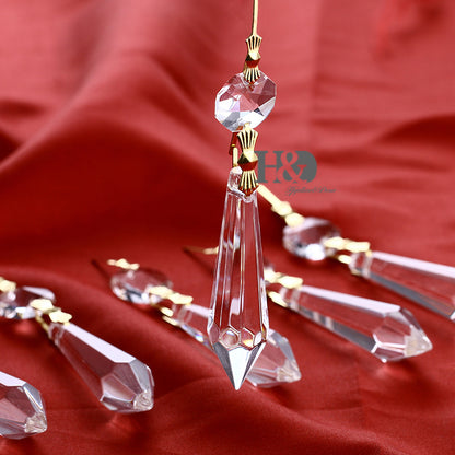 25 Clear Chandelier Crystal Lamp Prisms with Gold Hook Hanging Drop Pendant 55mm